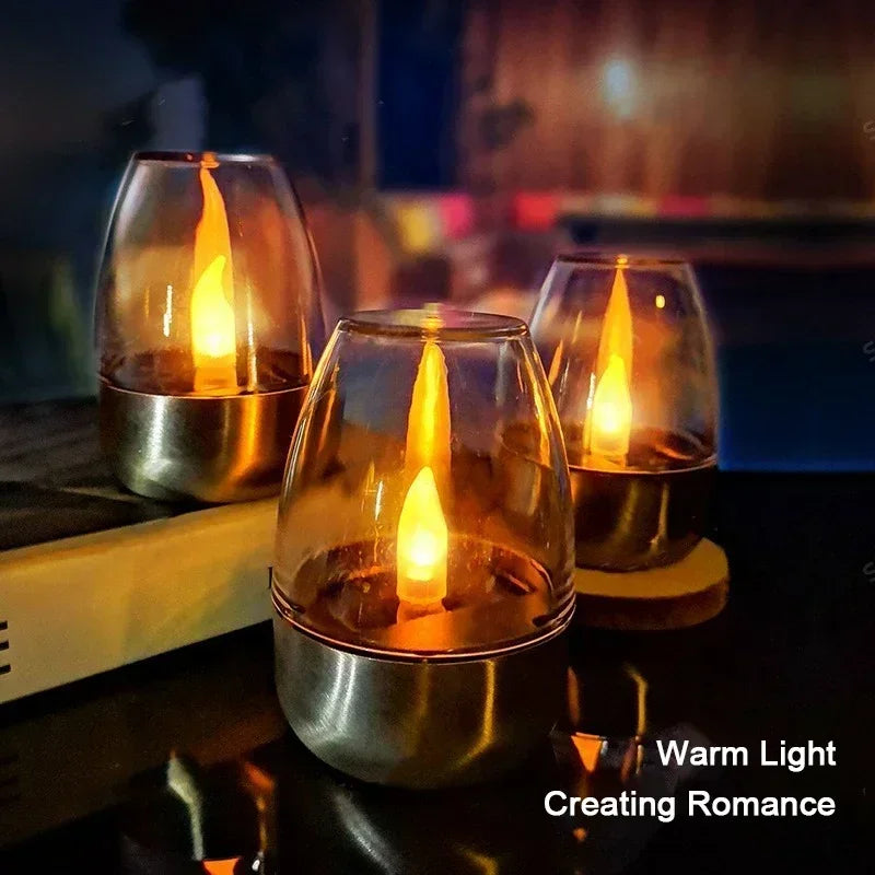 LED Solar Candles Light Flameless Rechargeable Night Light for Wedding Party Garden Decor Outdoor Waterproof Solar Candles Lamp