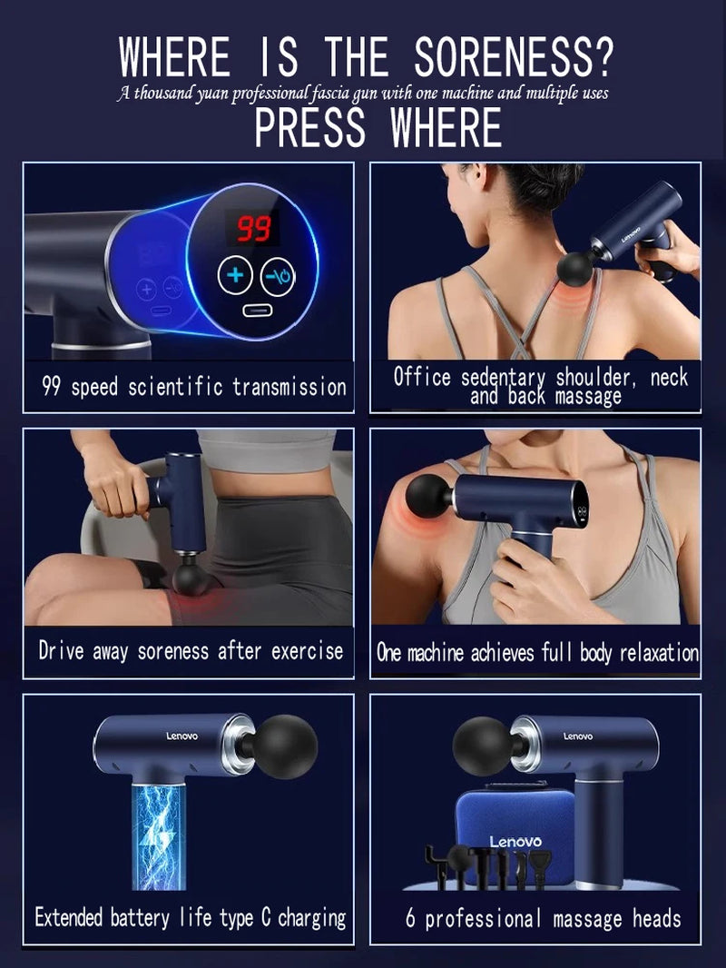 Original Professional Grade Fascia Gun N2 N3 Series Muscle Relaxation Massager LED Touch Screen 6-8Massage Head Gifts