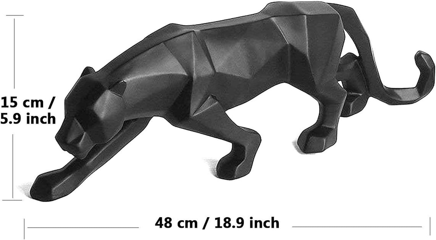 Abstract Leopard Statues Panther Sculpture Hand Craved Animal Resin Modern Home Decoration Big Black