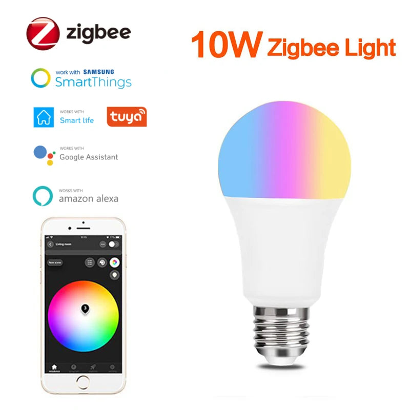 Zigbee 3.0 Tuya Smart Led Lamp E27 GU10 E14 RGBCW RGBCCT Dimmable Bulb Light Room Decor Voice for Smartthings/Alexa/Google Home