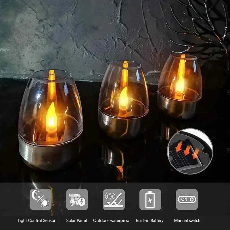 LED Solar Candles Light Flameless Rechargeable Night Light for Wedding Party Garden Decor Outdoor Waterproof Solar Candles Lamp