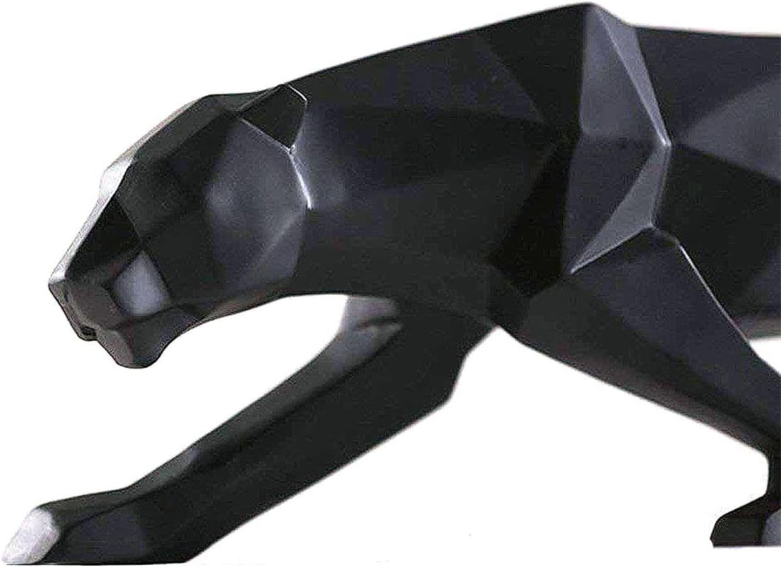 Abstract Leopard Statues Panther Sculpture Hand Craved Animal Resin Modern Home Decoration Big Black
