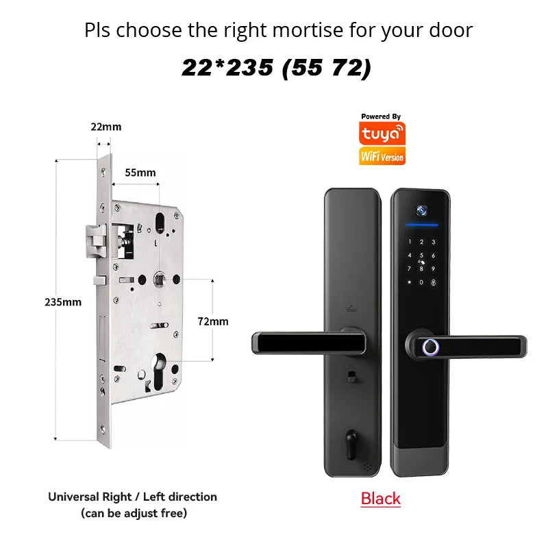Tuya Wifi Video Intercom Lock Remote Unlocking Digital Electronic Biometrics Waterproof Smart Door Lock for Home