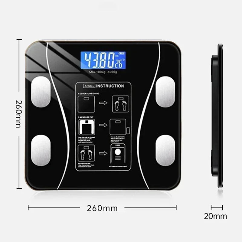 Smart Wireless LED Digital Body Fat Scale, Body Composition Analyzer & Small Electronic Scale with Accurate Measurement