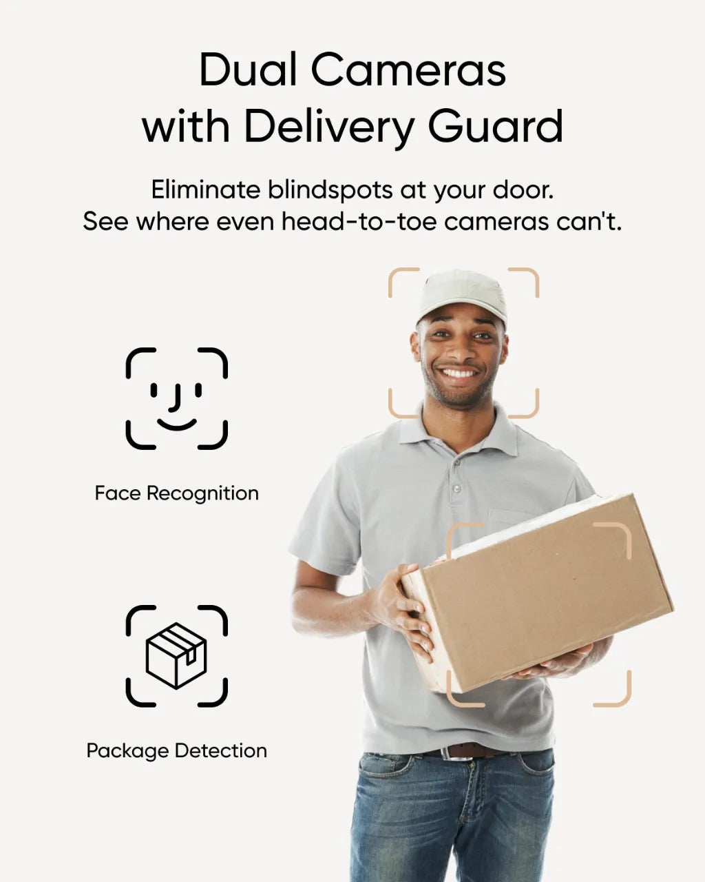 Security Video Doorbell E340 Dual Cameras with Delivery Guard 2K Full HD Color Night Vision Wired or Battery Powered