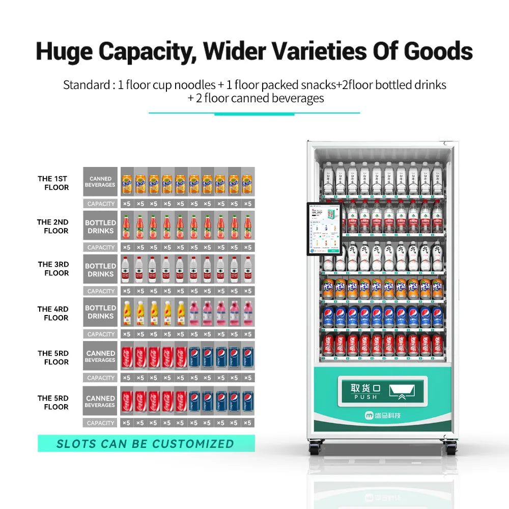 AI Intelligence Vending Machine Yogurt Cold Drinks Freezer Smart Fridge with Camera Monitoring