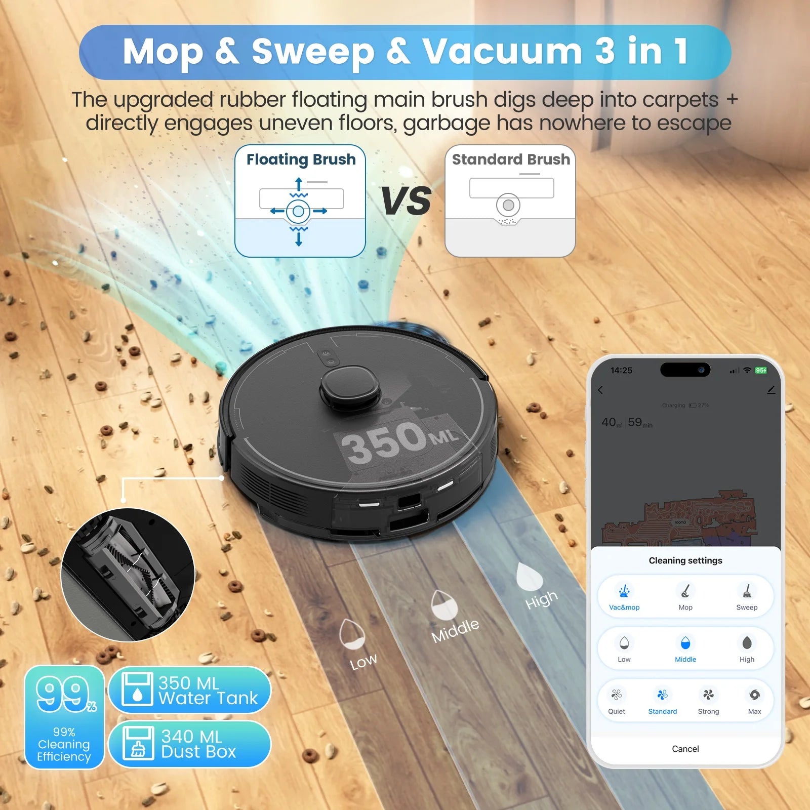 T20+ Robot Vacuum Cleaner - Self-Emptying & Wet Mopping (Auto Charging, USA Stock, Smart Mapping, 3000Pa Suction)​