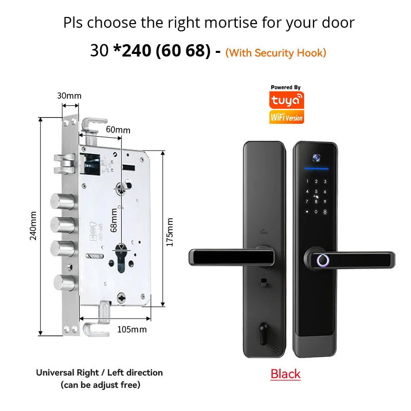 Tuya Wifi Video Intercom Lock Remote Unlocking Digital Electronic Biometrics Waterproof Smart Door Lock for Home