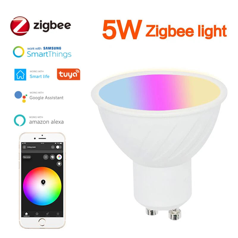 Zigbee 3.0 Tuya Smart Led Lamp E27 GU10 E14 RGBCW RGBCCT Dimmable Bulb Light Room Decor Voice for Smartthings/Alexa/Google Home