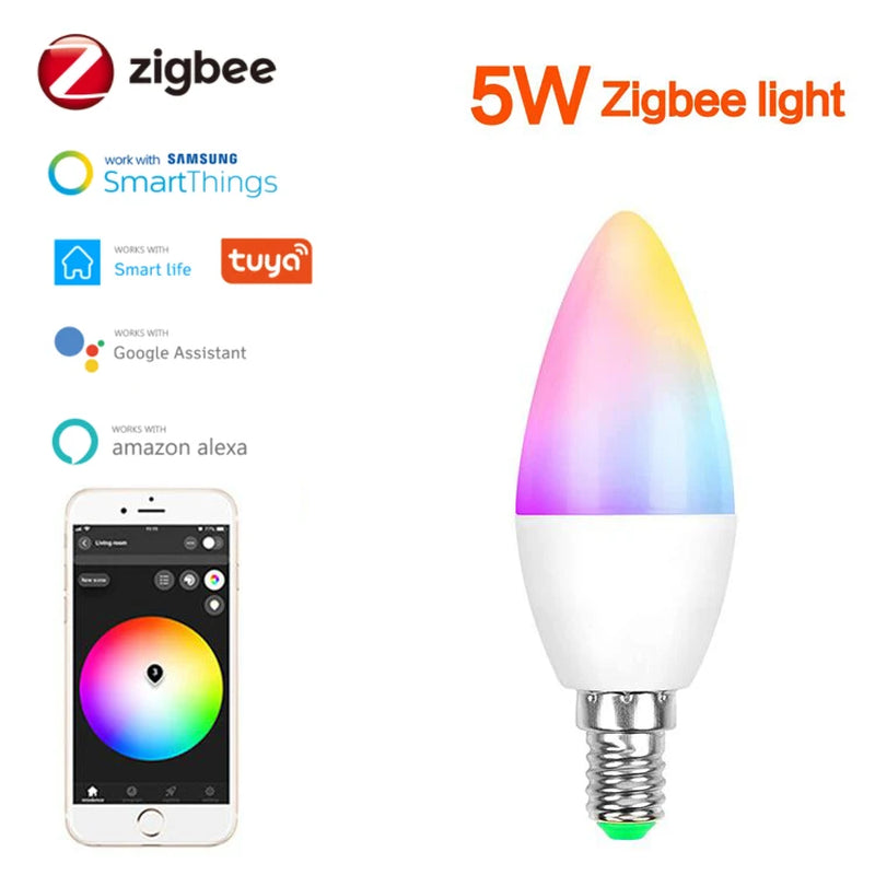 Zigbee 3.0 Tuya Smart Led Lamp E27 GU10 E14 RGBCW RGBCCT Dimmable Bulb Light Room Decor Voice for Smartthings/Alexa/Google Home