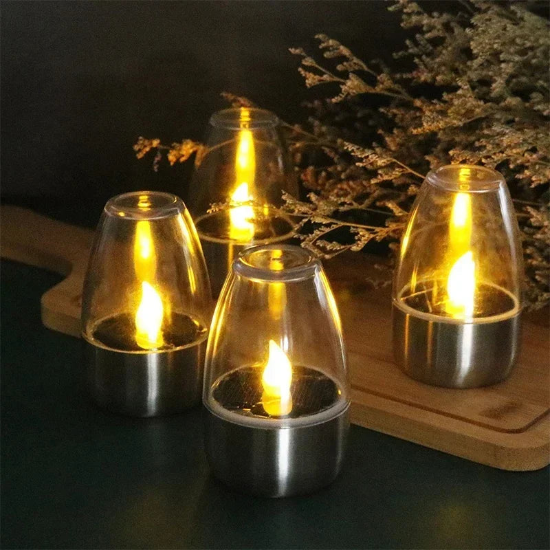 LED Solar Candles Light Flameless Rechargeable Night Light for Wedding Party Garden Decor Outdoor Waterproof Solar Candles Lamp