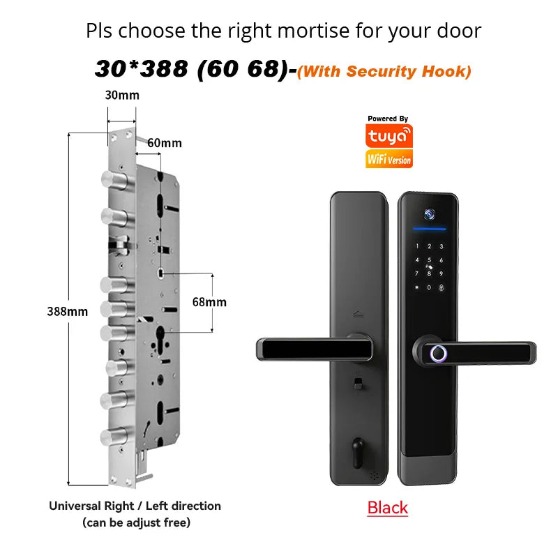 Tuya Wifi Video Intercom Lock Remote Unlocking Digital Electronic Biometrics Waterproof Smart Door Lock for Home